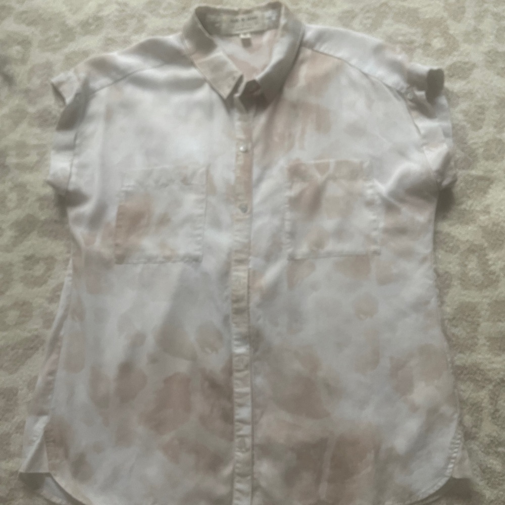 Anthropologie Cream Button-Up Blouse Medium Like New - Picture 5 of 6